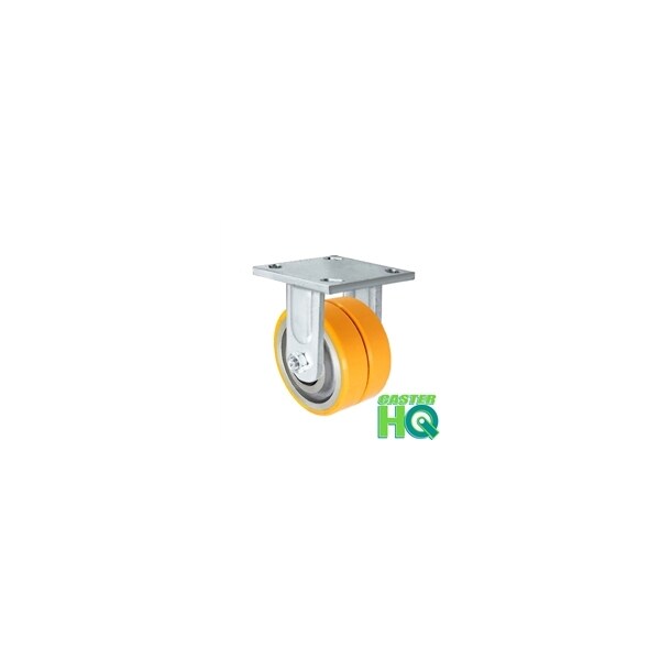 4"x2" Dual Wheel Caster, Polyurethane on Aluminum, Rigid Maintenan